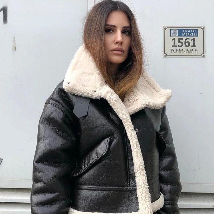 Jaqueta de Couro Adriana Feminina - FemmeBelle